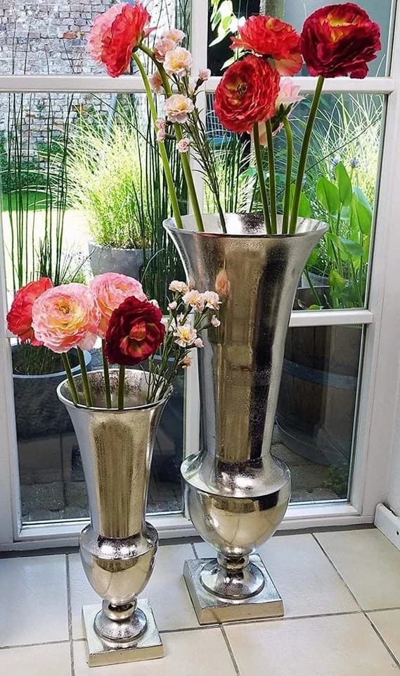 MichaelNoll Bodenvase Silber Aluminium Handarbeit