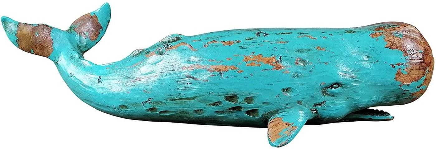MichaelNoll Dekofigur Wal Polyresin Grün Holz-Optik