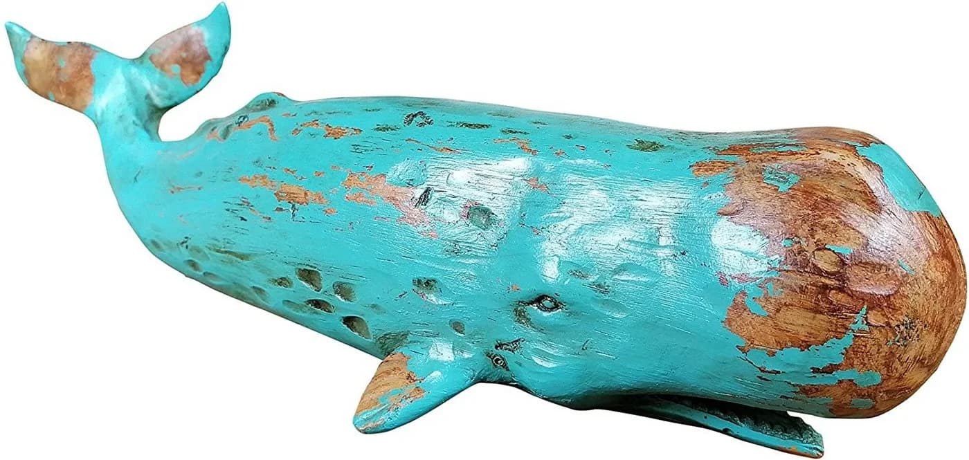MichaelNoll Dekofigur Wal Polyresin Grün Holz-Optik - Bild 2