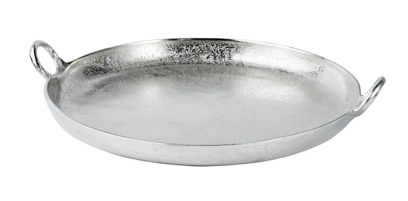 MichaelNoll Rundes Aluminium Tablett Silber mit Griffen - Bild 2