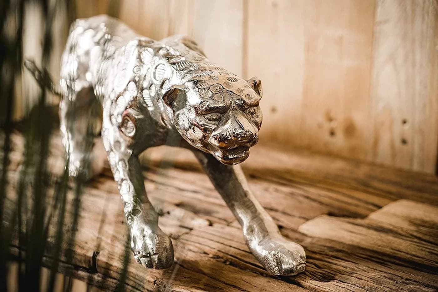 MichaelNoll Dekofigur Leopard Silber Aluminium Skulptur - Bild 3
