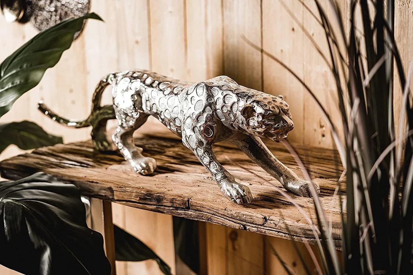 MichaelNoll Dekofigur Leopard Silber Aluminium Skulptur - Bild 5