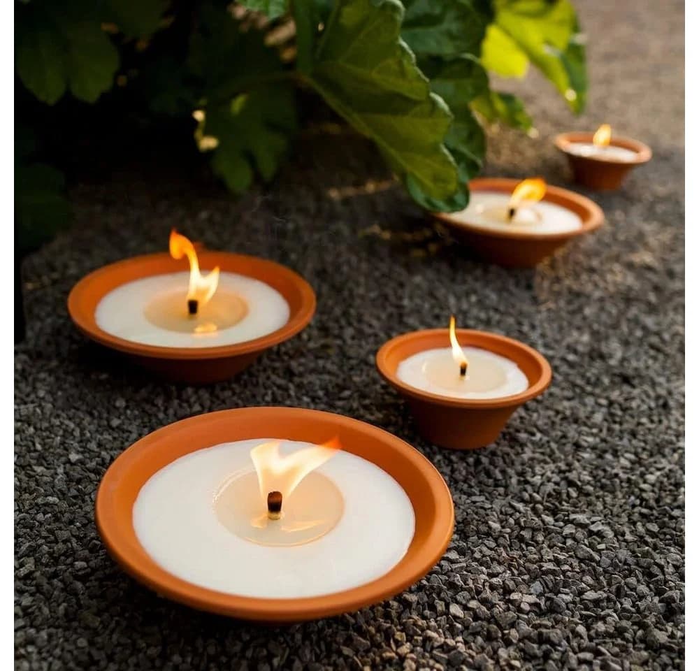 MichaelNoll Outdoorkerze Flammschalen 4 Stück Terracotta