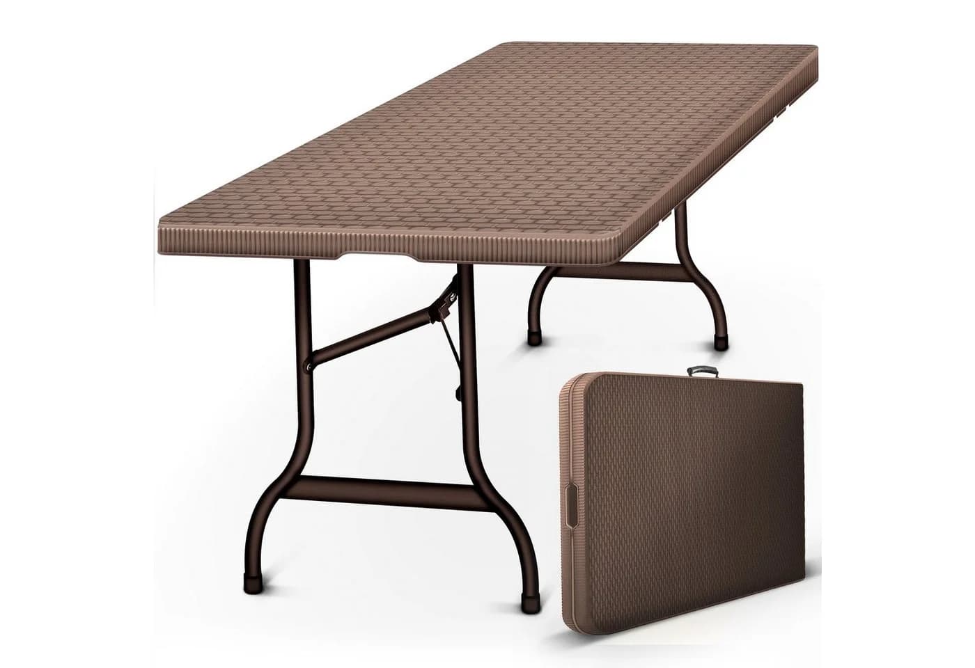 tillvex Gartentisch Klapptisch Braun Rattan-Look 180cm - Bild 2