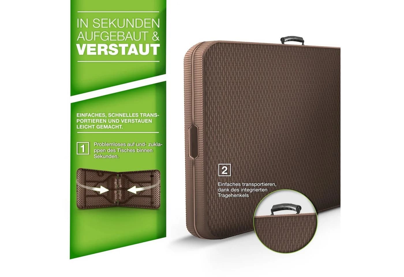 tillvex Gartentisch Klapptisch Braun Rattan-Look 180cm - Bild 4
