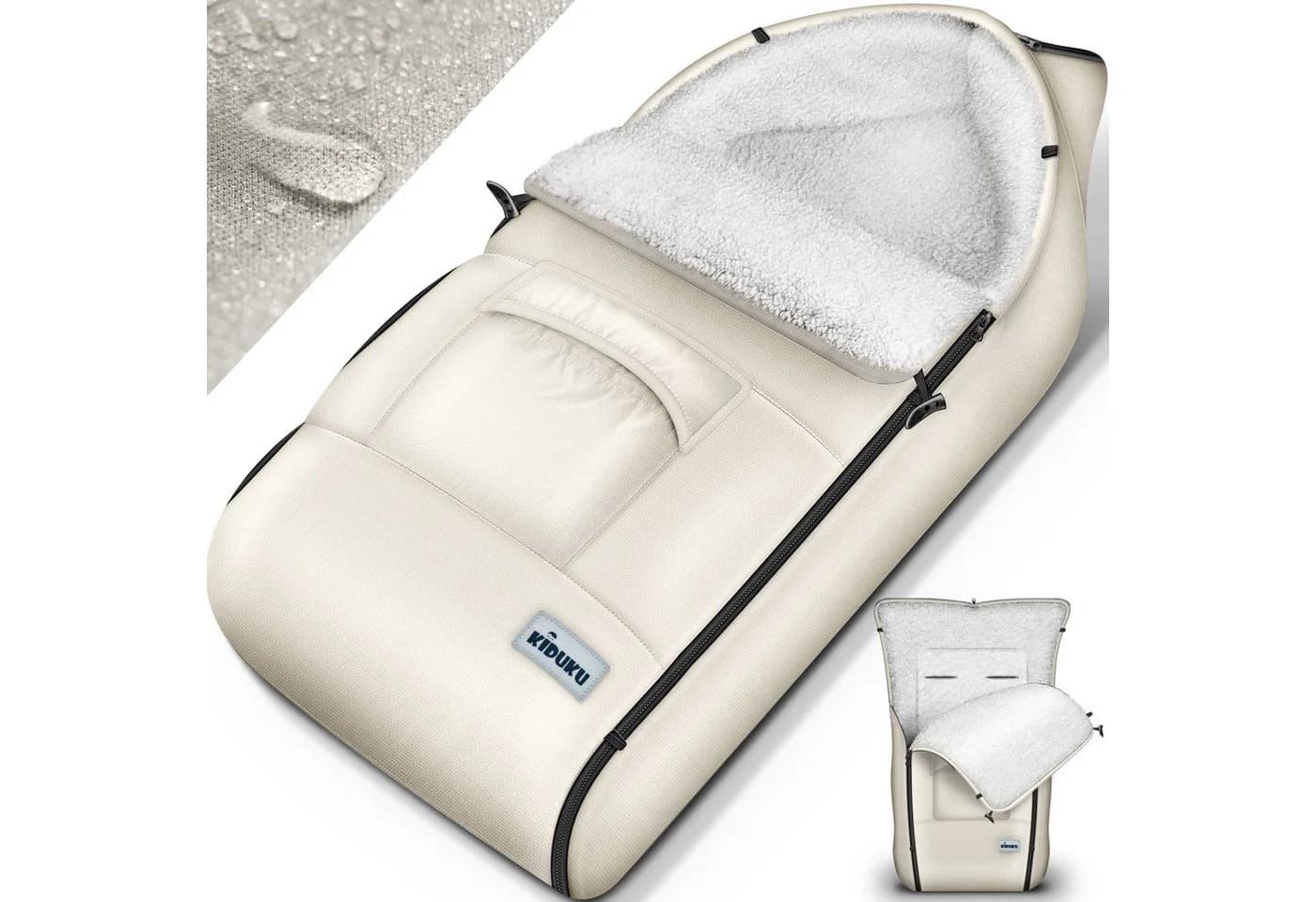 KIDUKU Babyfußsack Winter Beige Wasserdicht mit Wickelfunktion - Bild 2