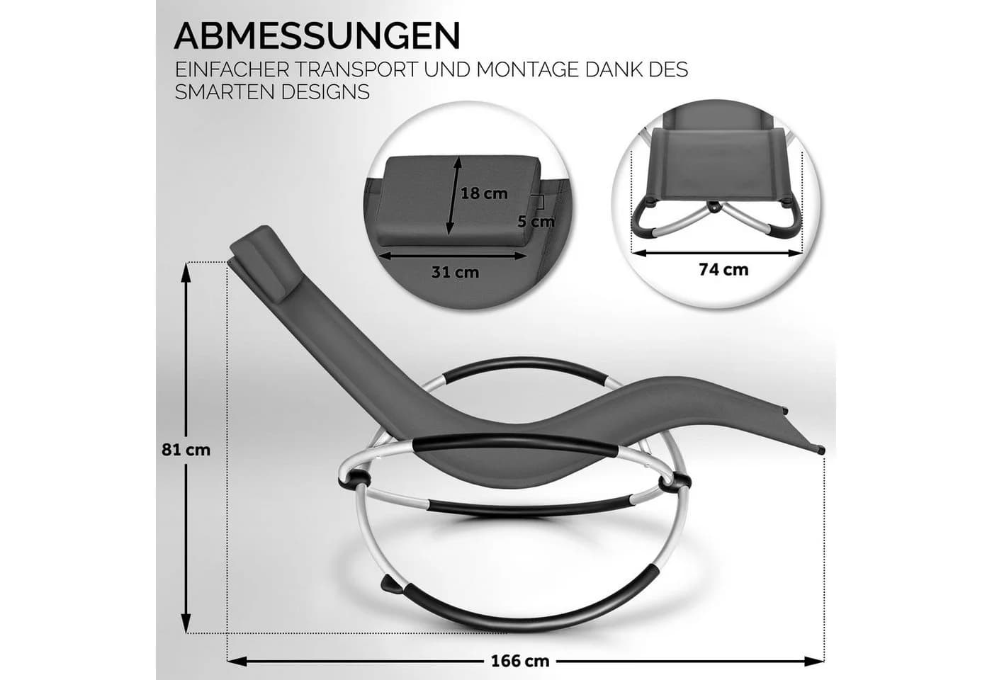 tillvex Gartenliege Relaxliege Schwungliege 180 kg Belastung - Bild 5