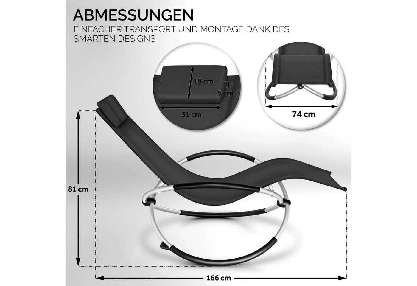 tillvex Gartenliege Relaxliege 180 kg Belastung - Bild 5