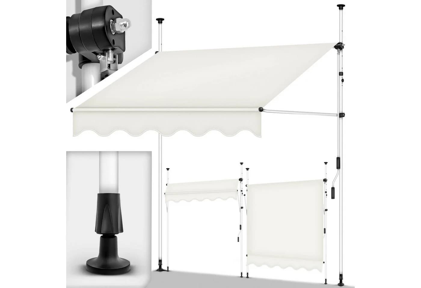 tillvex Klemmmarkise Beige ohne Bohren höhenverstellbar - Bild 2