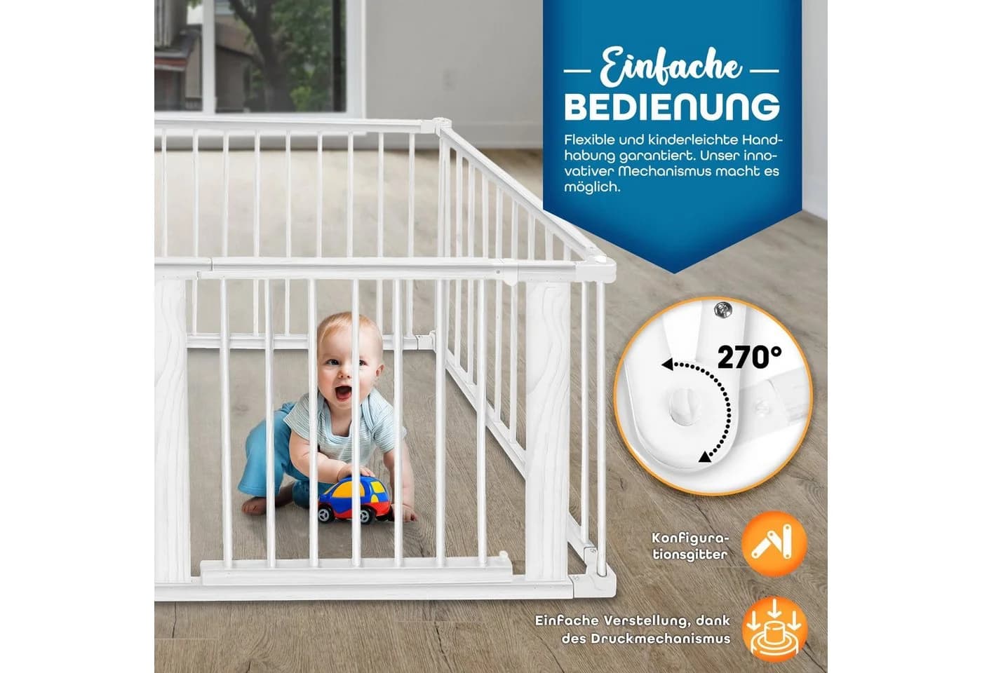 KIDUKU Laufgitter 7,2m Massivholz Klappbar mit Tür - Bild 4