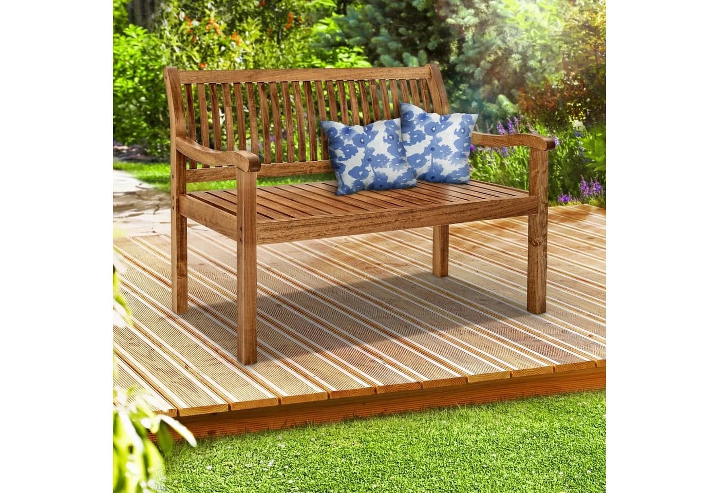 tillvex Gartenbank Holz Parkbank Massiv Sitzbank wetterfest - Bild 4