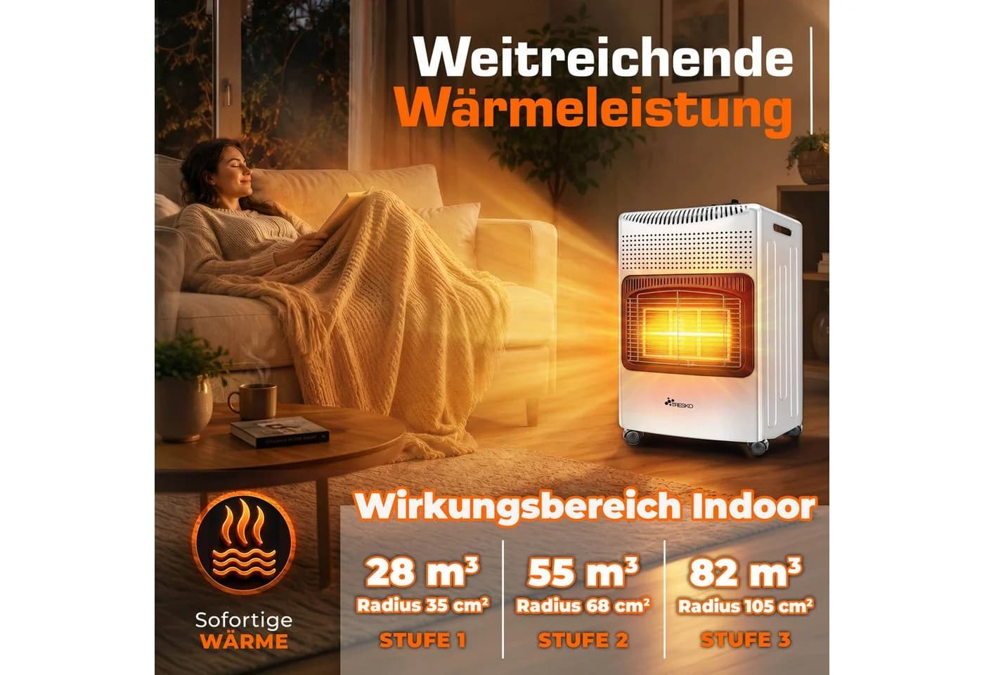TRESKO Heizstrahler 4200 W Gasheizung Weiß - Bild 3