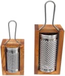 Käsereibe Olivenholz Edelstahl mit Auffangbox Bild 3