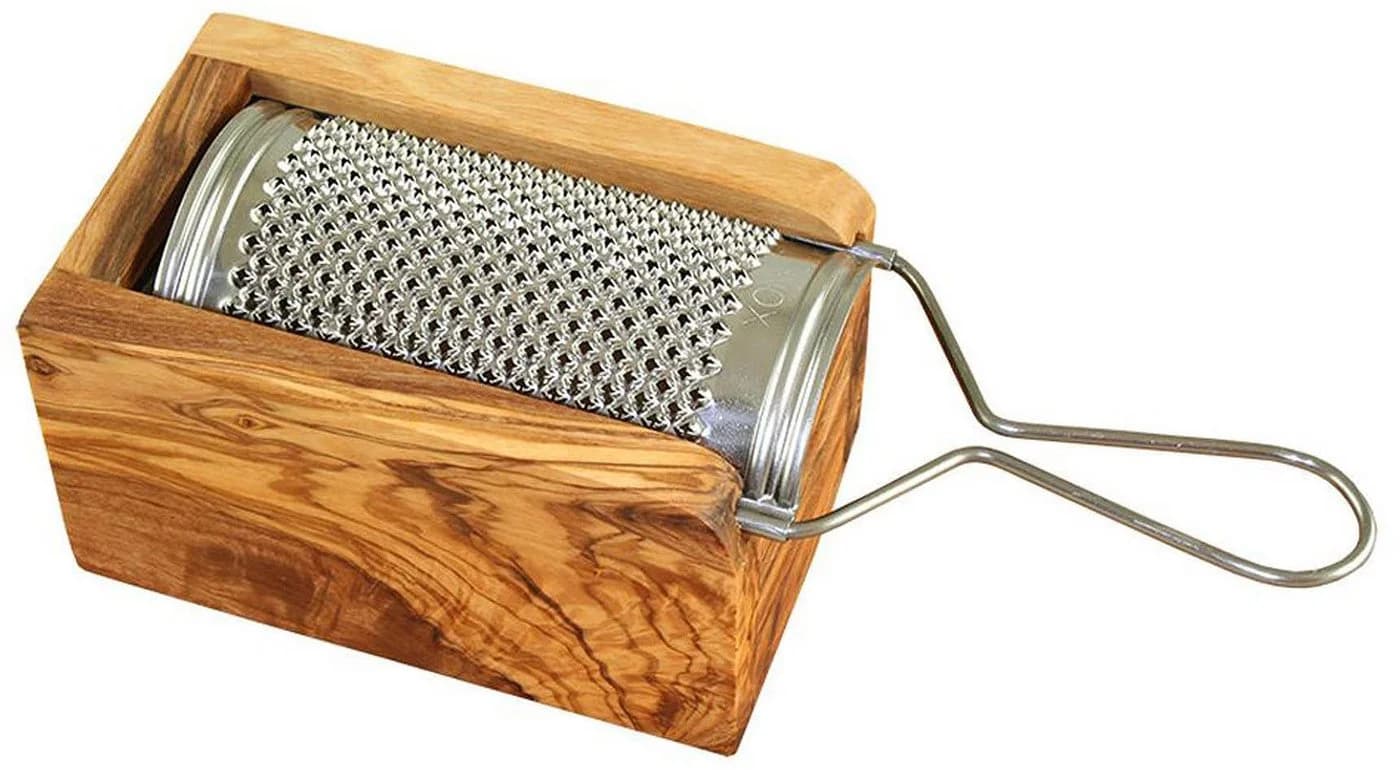 Käsereibe Olivenholz Edelstahl mit Auffangbox - Bild 4