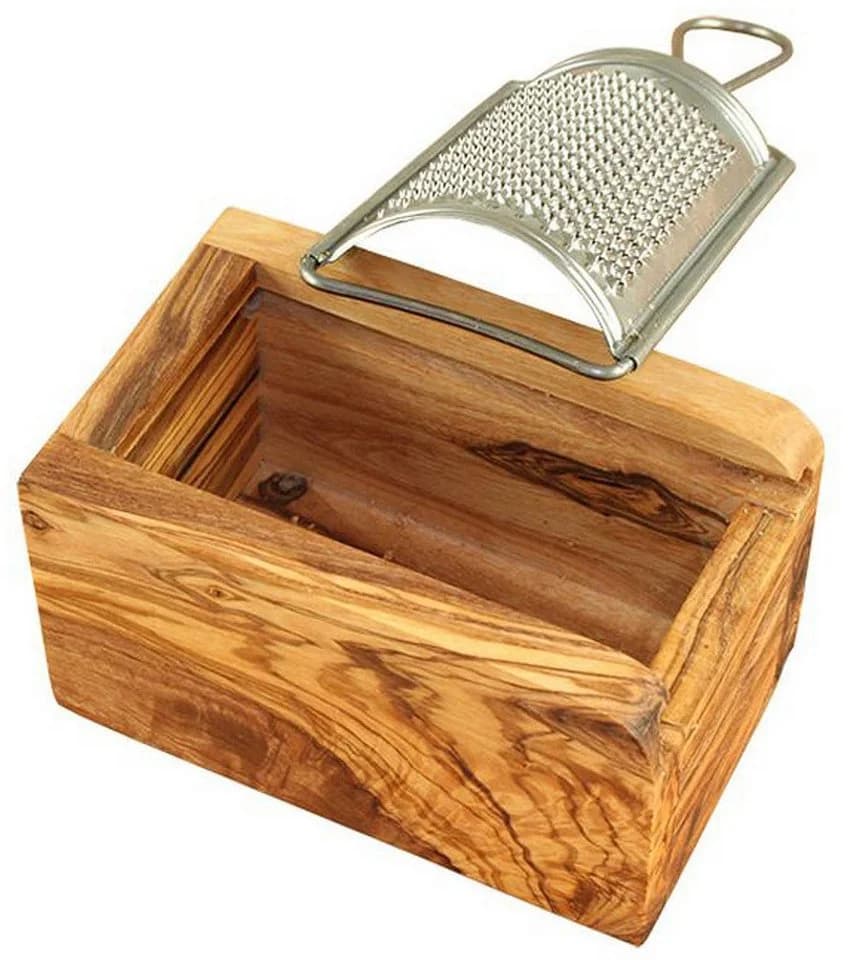 Käsereibe Olivenholz Edelstahl mit Auffangbox - Bild 5