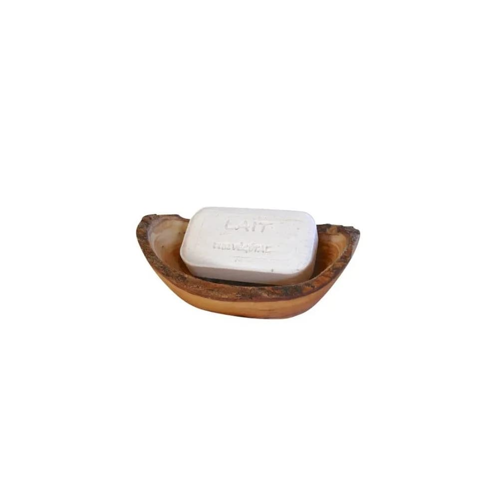 Olivenholz-erleben Seifenschale Oval Rustikal mit Rille