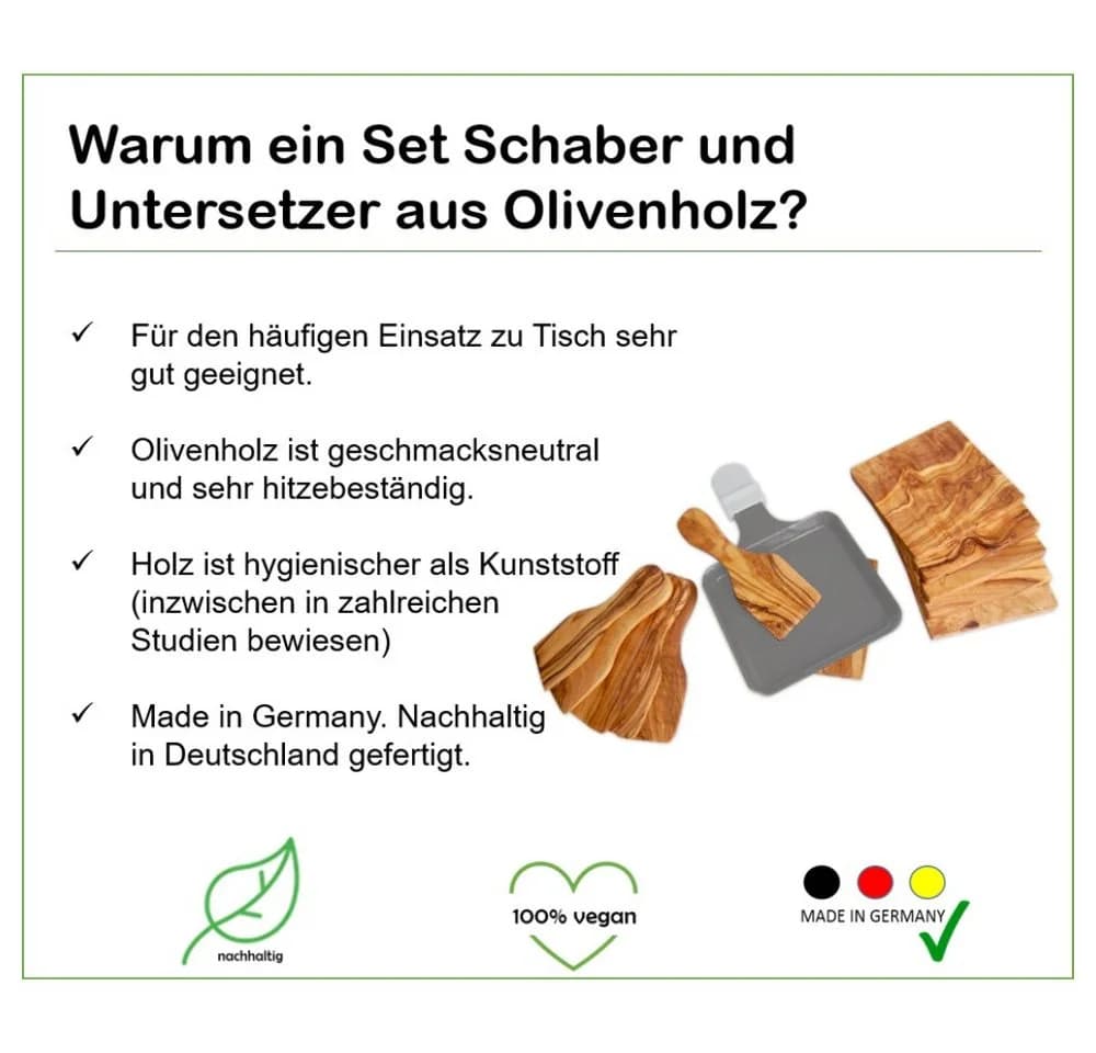 Olivenholz-erleben Raclette-Schaber 6er Set aus Olivenholz - Bild 3
