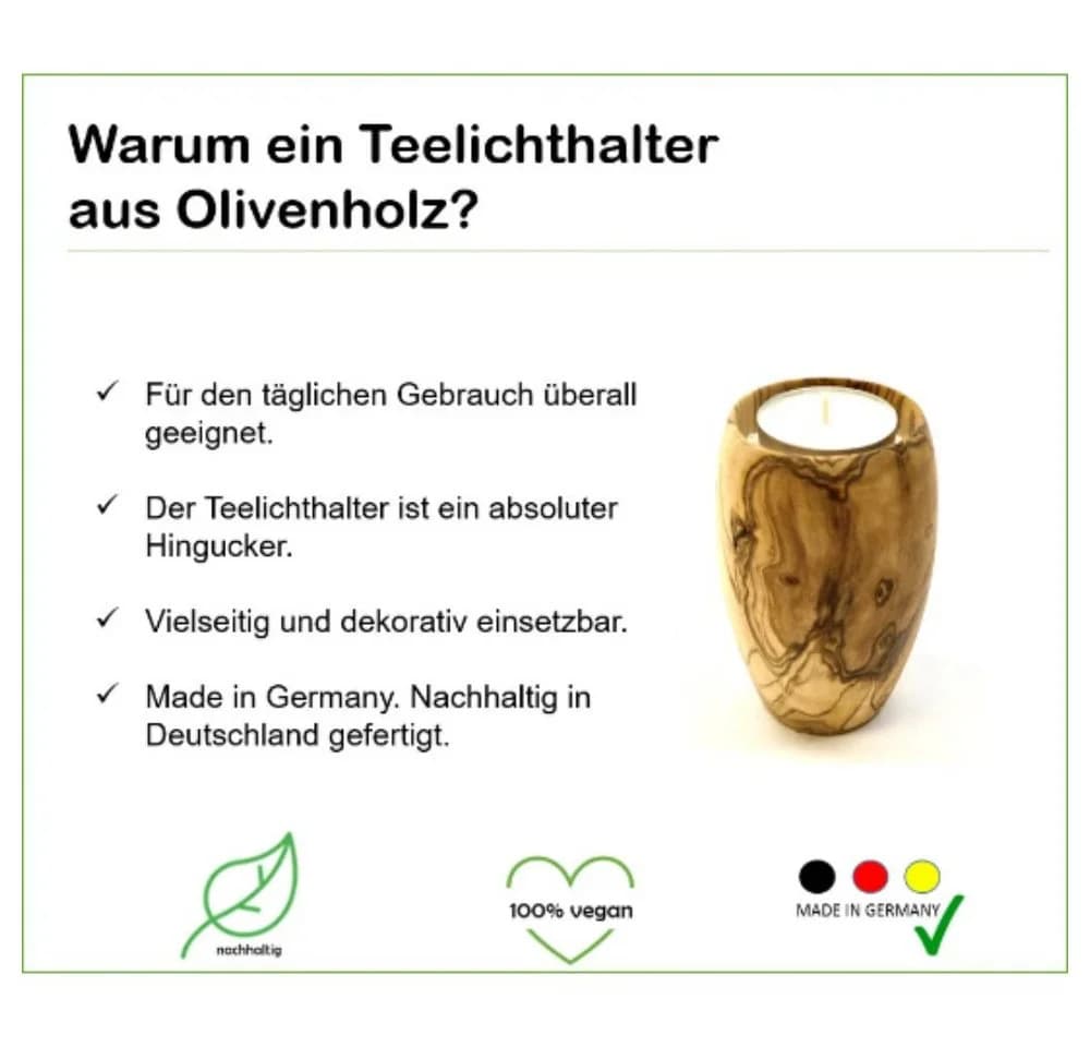 Olivenholz-erleben Teelichthalter SÜßER TRAUM Olivenholz 3er Set - Bild 4
