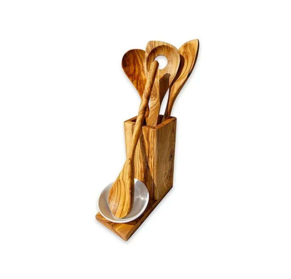 Olivenholz-erleben Kochlöffelhalter ALL-IN Küchen-Set aus Olivenholz