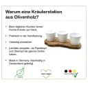 Olivenholz-erleben Kräuterstation 3er Set mit Keramikübertöpfen & Schere Bild 5