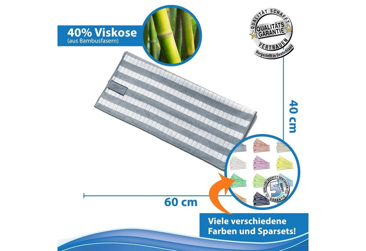 Das Blaue Wunder® Geschirrtuch EXTRA 5-tlg. Rosa Bambusfasern