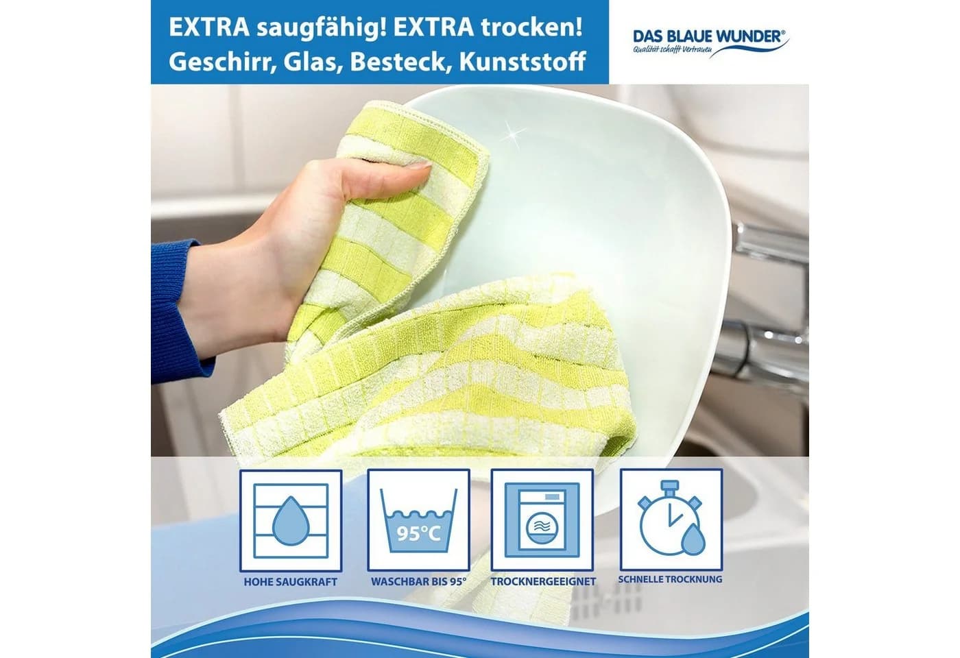 Das Blaue Wunder® Geschirrtuch EXTRA 5-tlg. Rosa Bambusfasern - Bild 5