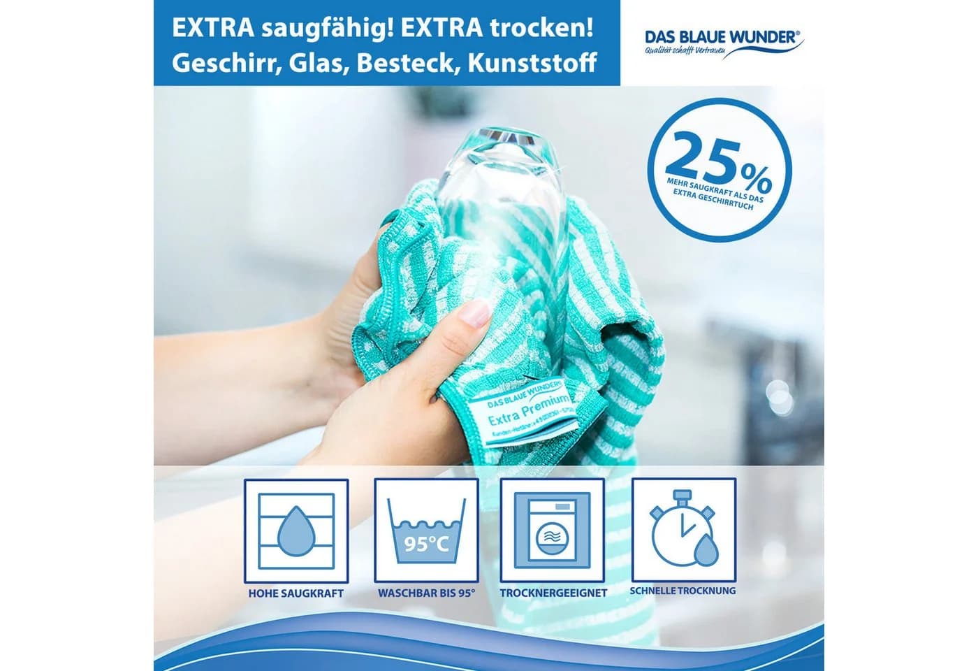 Das Blaue Wunder® Geschirrtuch EXTRA Premium Bambusfasern Bunt