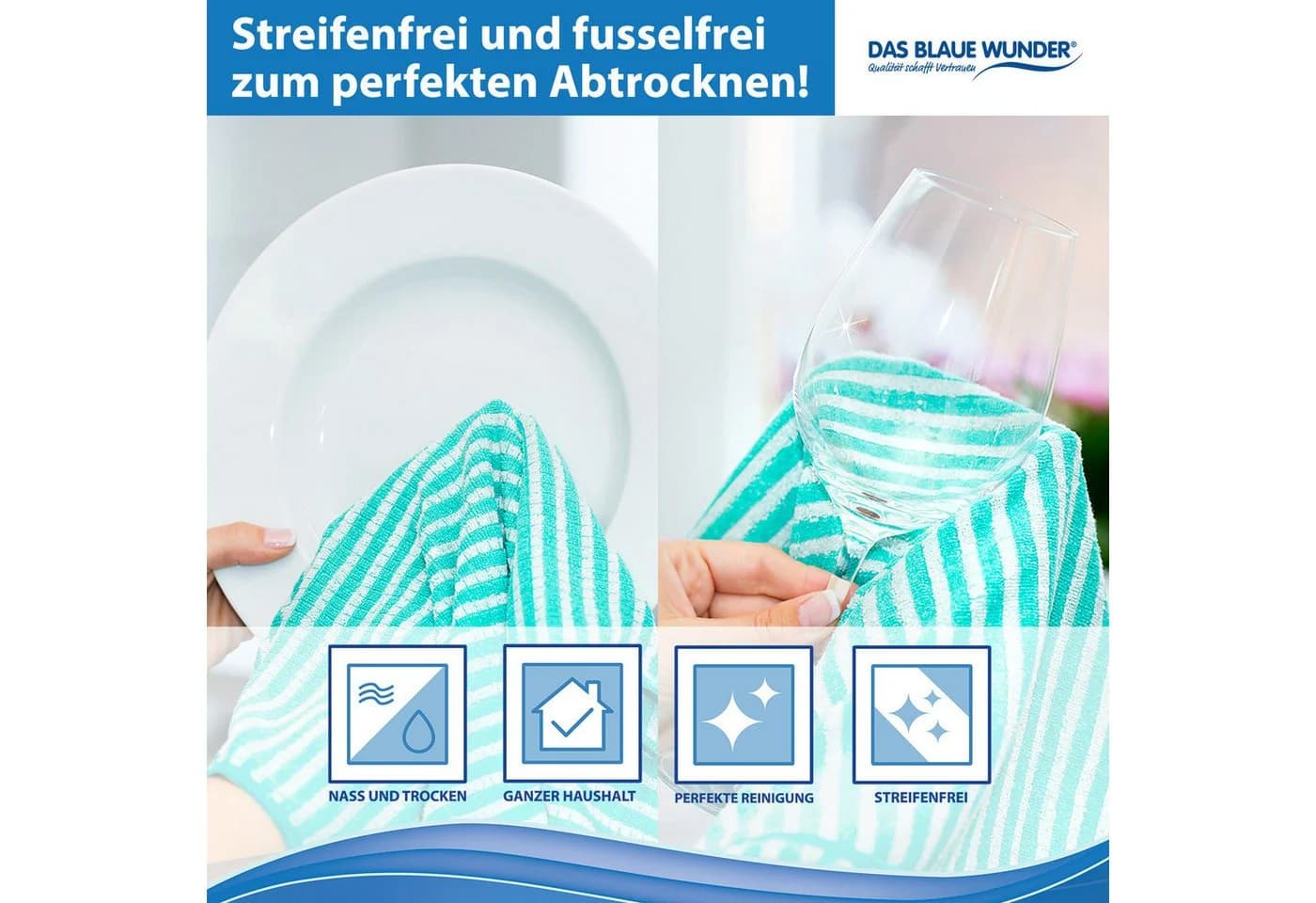 Das Blaue Wunder® Geschirrtuch EXTRA Premium Bambus grau 40x70cm - Bild 3