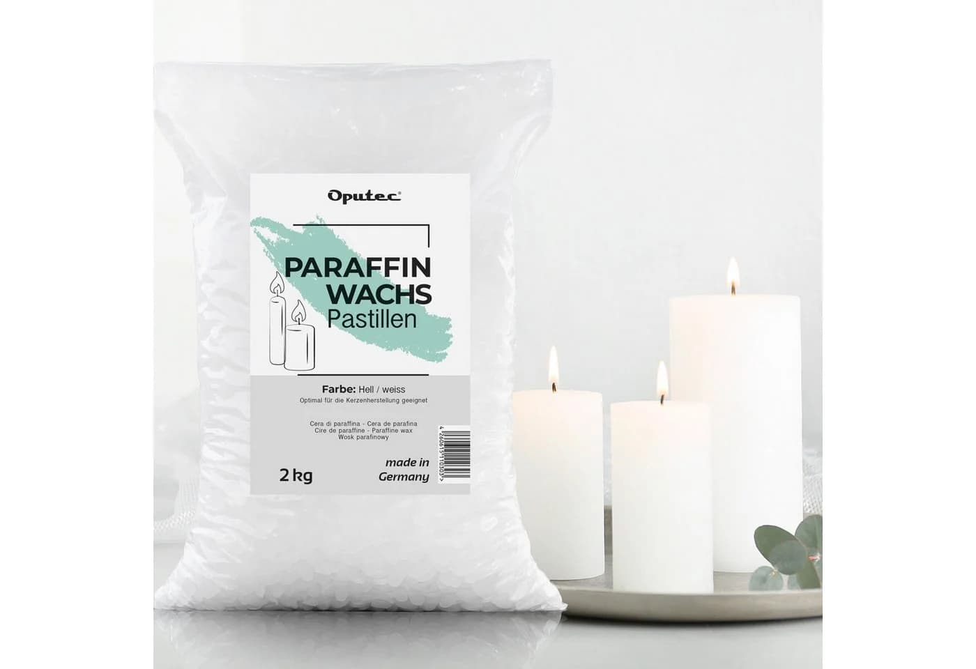 Oputec Paraffinwachs-Pastillen 2 KG Weißes Kerzenwachs