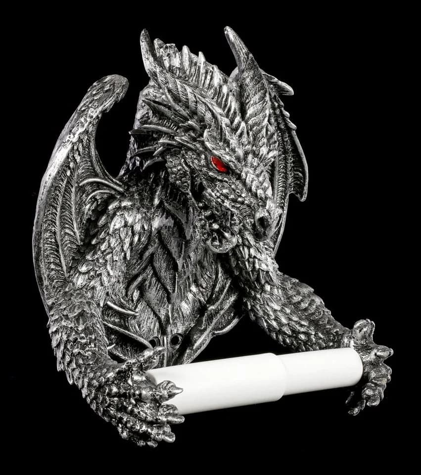 Figuren Shop GmbH Toilettenpapierhalter Obsidian Drache Gothic Deko