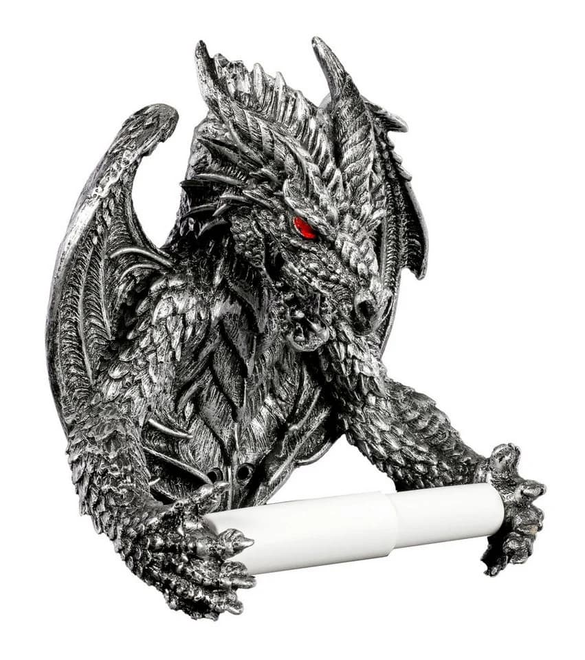 Figuren Shop GmbH Toilettenpapierhalter Obsidian Drache Gothic Deko - Bild 2