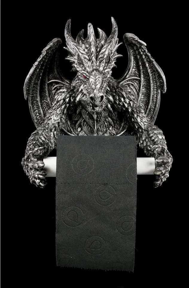 Figuren Shop GmbH Toilettenpapierhalter Obsidian Drache Gothic Deko - Bild 3
