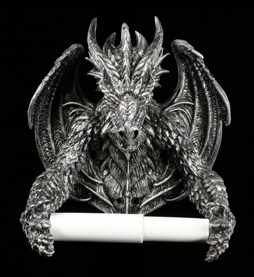 Figuren Shop GmbH Toilettenpapierhalter Obsidian Drache Gothic Deko - Bild 4