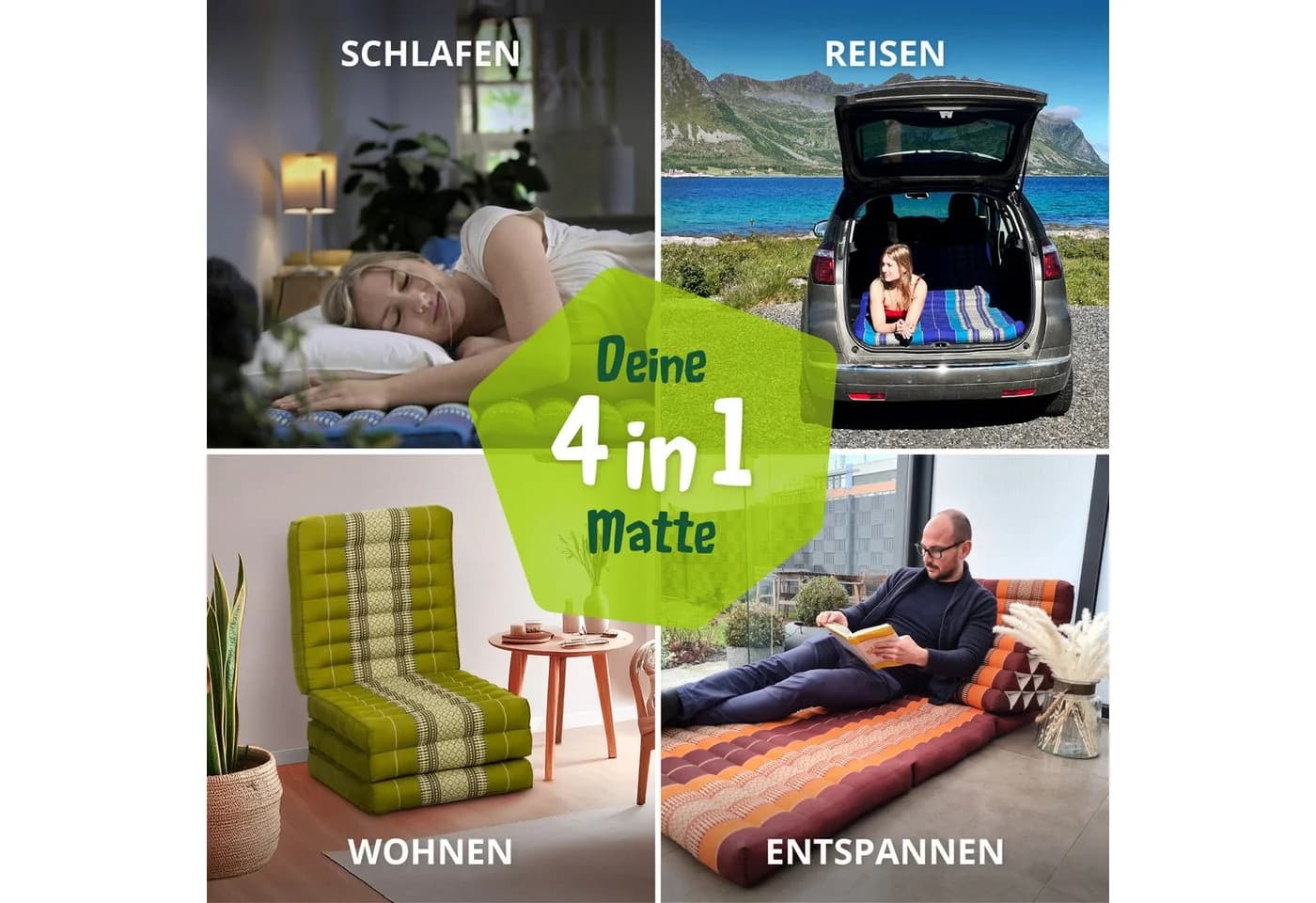 livasia Klappmatratze 50 cm Kapok Grün Handgefertigt - Bild 3