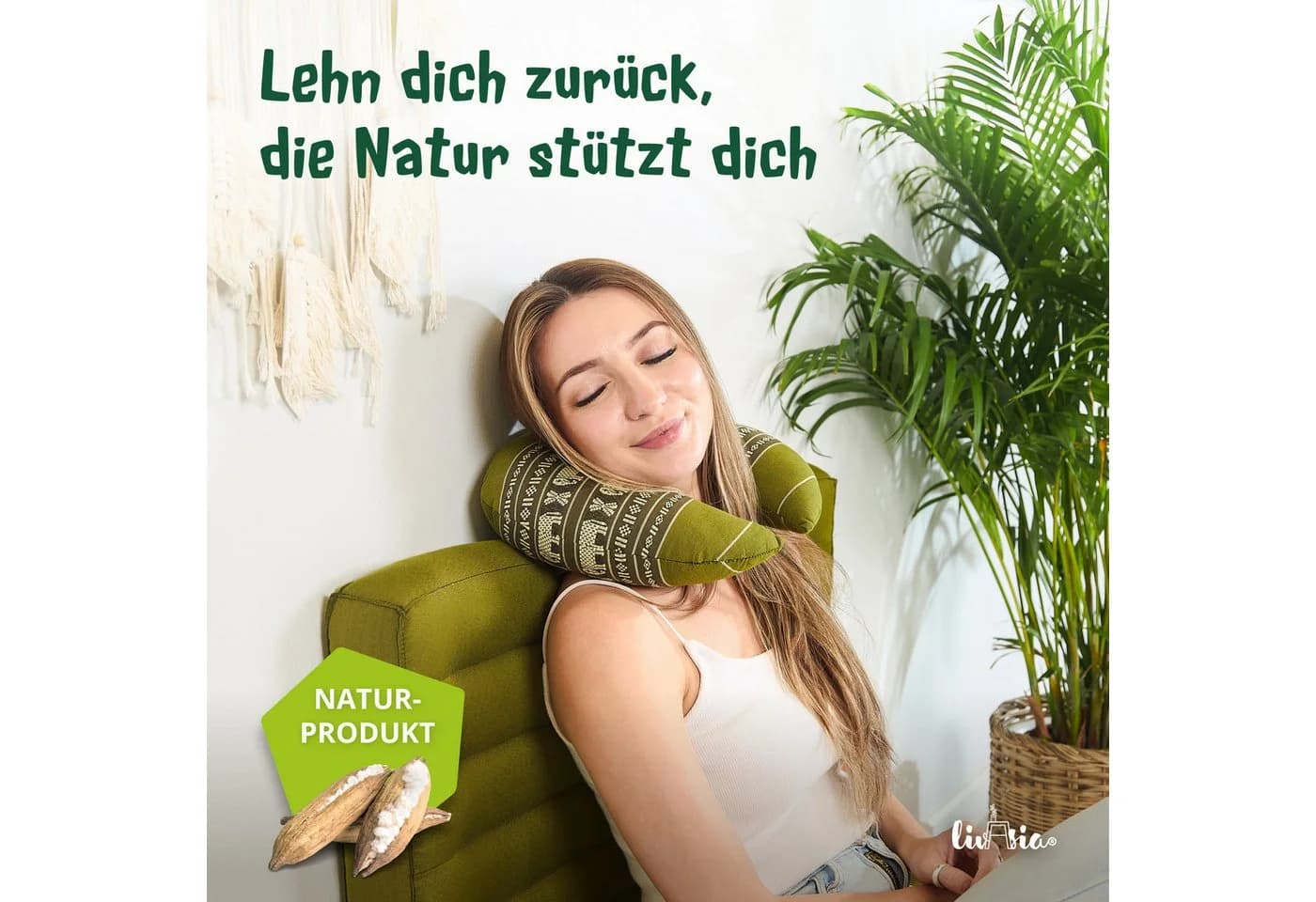 livasia Nackenhörnchen Reisekissen Kapok vegan handgefertigt