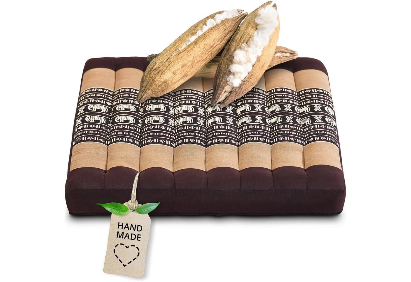 livasia Sitzkissen 50x50 cm Braun Kapok Füllung Handgefertigt - Bild 2