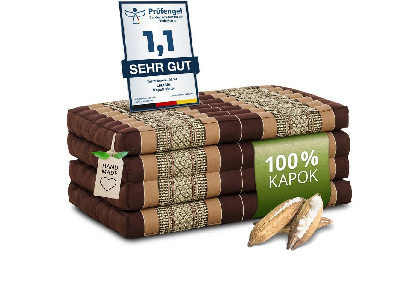 livasia Klappmatratze 80 cm Kapok Vegan Handgefertigt - Bild 2