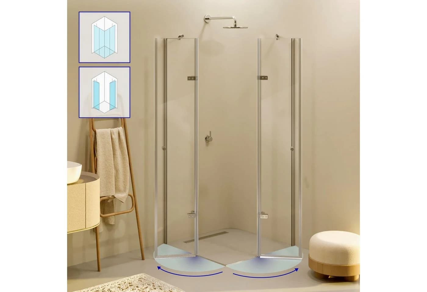 i-flair Eckdusche Alice ESG Glas Silber