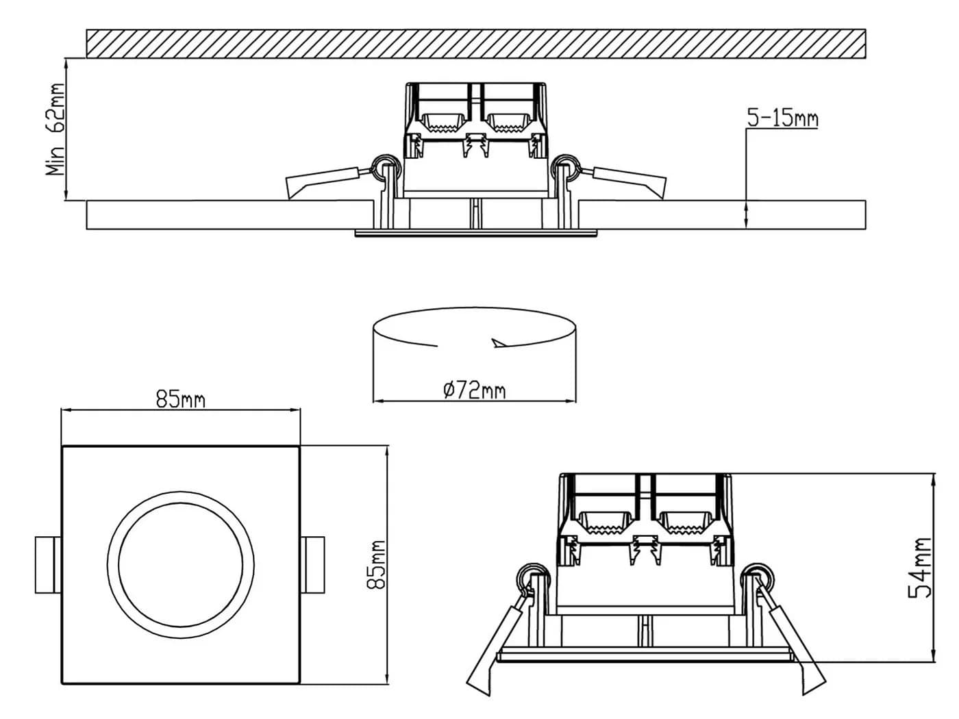 TRIO Leuchten LED Einbaustrahler 4er-Set Dimmbar Warmweiß Silber - Bild 4