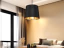 meineWunschleuchte Pendelleuchte Schwarz Gold Stoffschirm Ø 30cm Bild 1