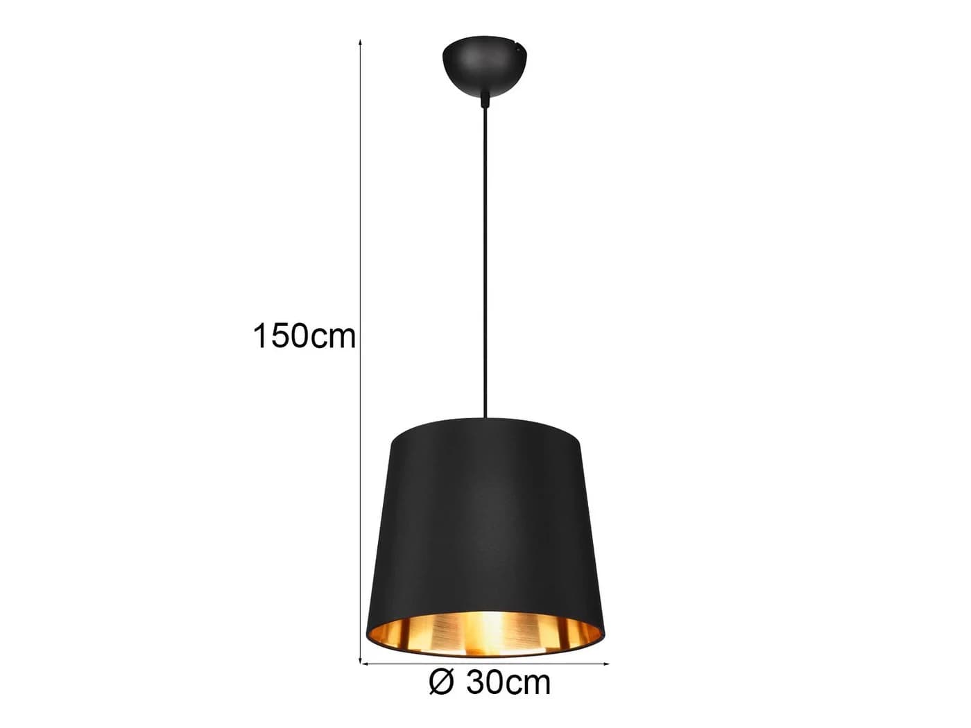 meineWunschleuchte Pendelleuchte Schwarz Gold Stoffschirm Ø 30cm - Bild 4