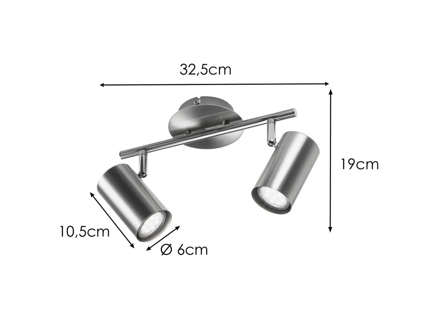 meineWunschleuchte LED Deckenstrahler 2-flammig Silber matt - Bild 3