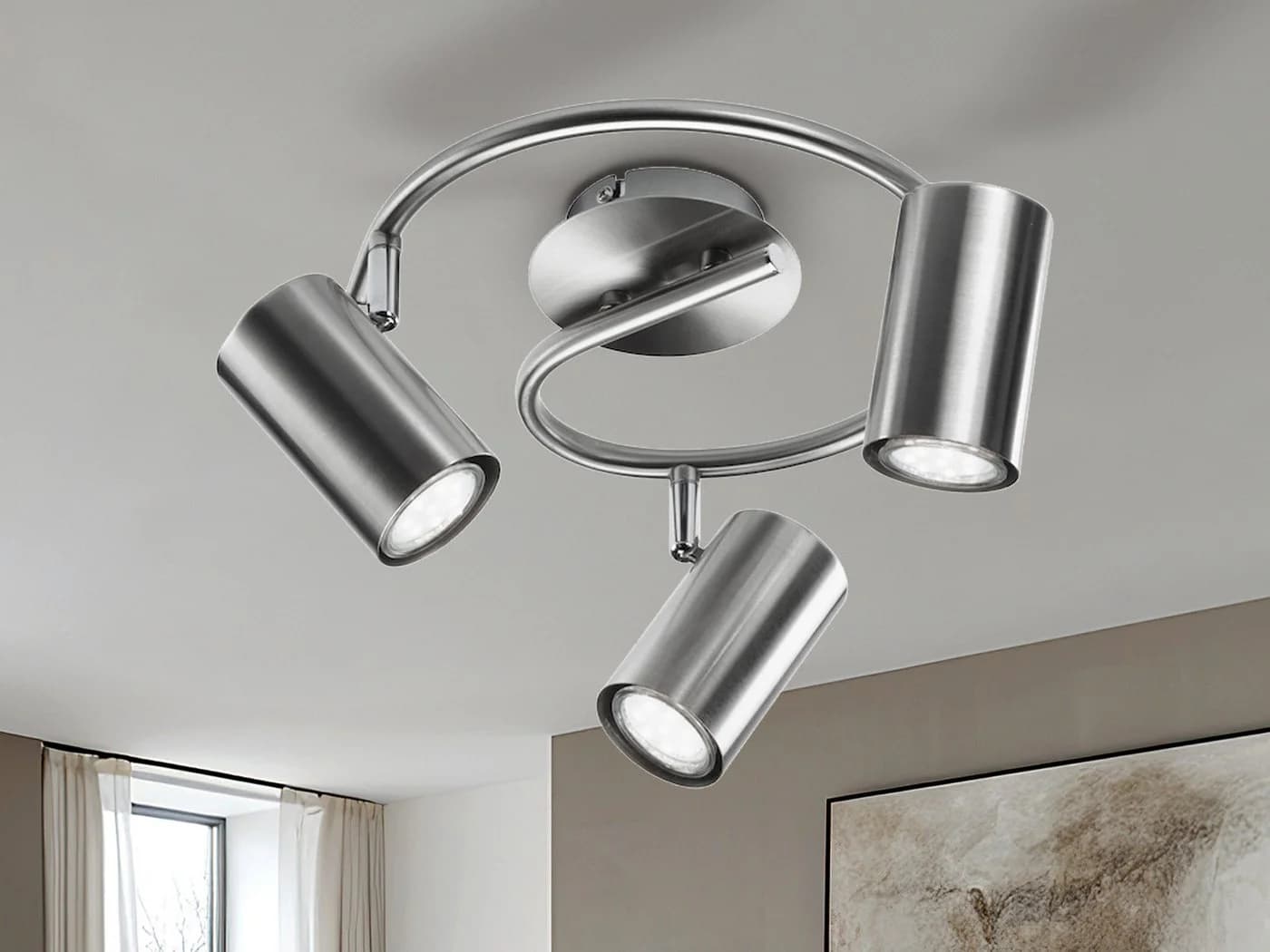 meineWunschleuchte LED Deckenstrahler 3-flammig Silber matt
