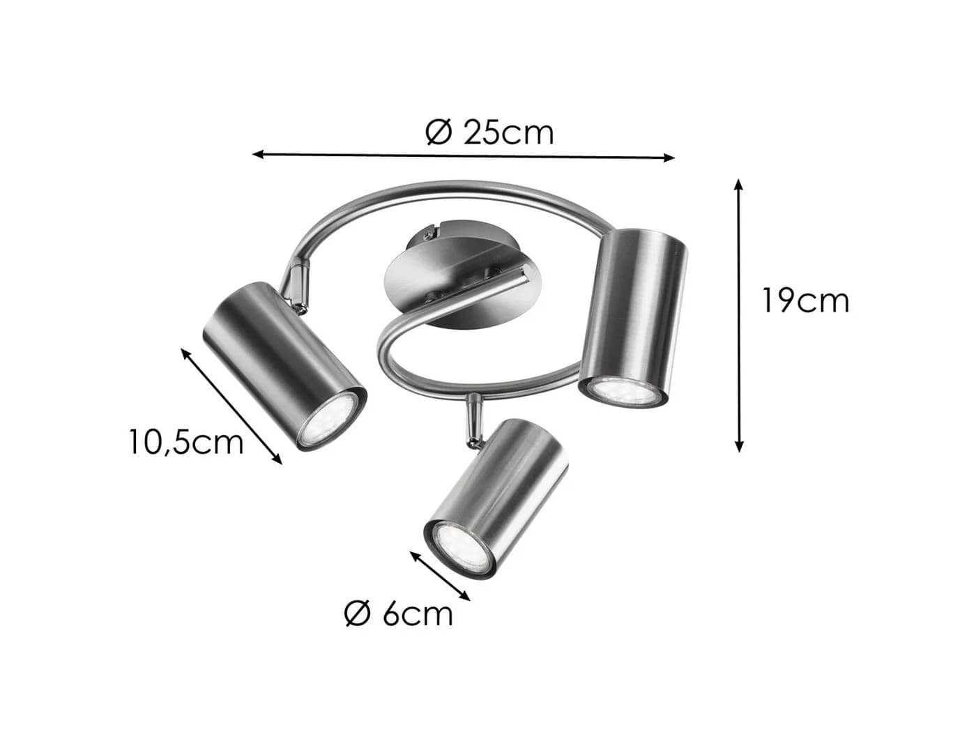 meineWunschleuchte LED Deckenstrahler 3-flammig Silber matt - Bild 3