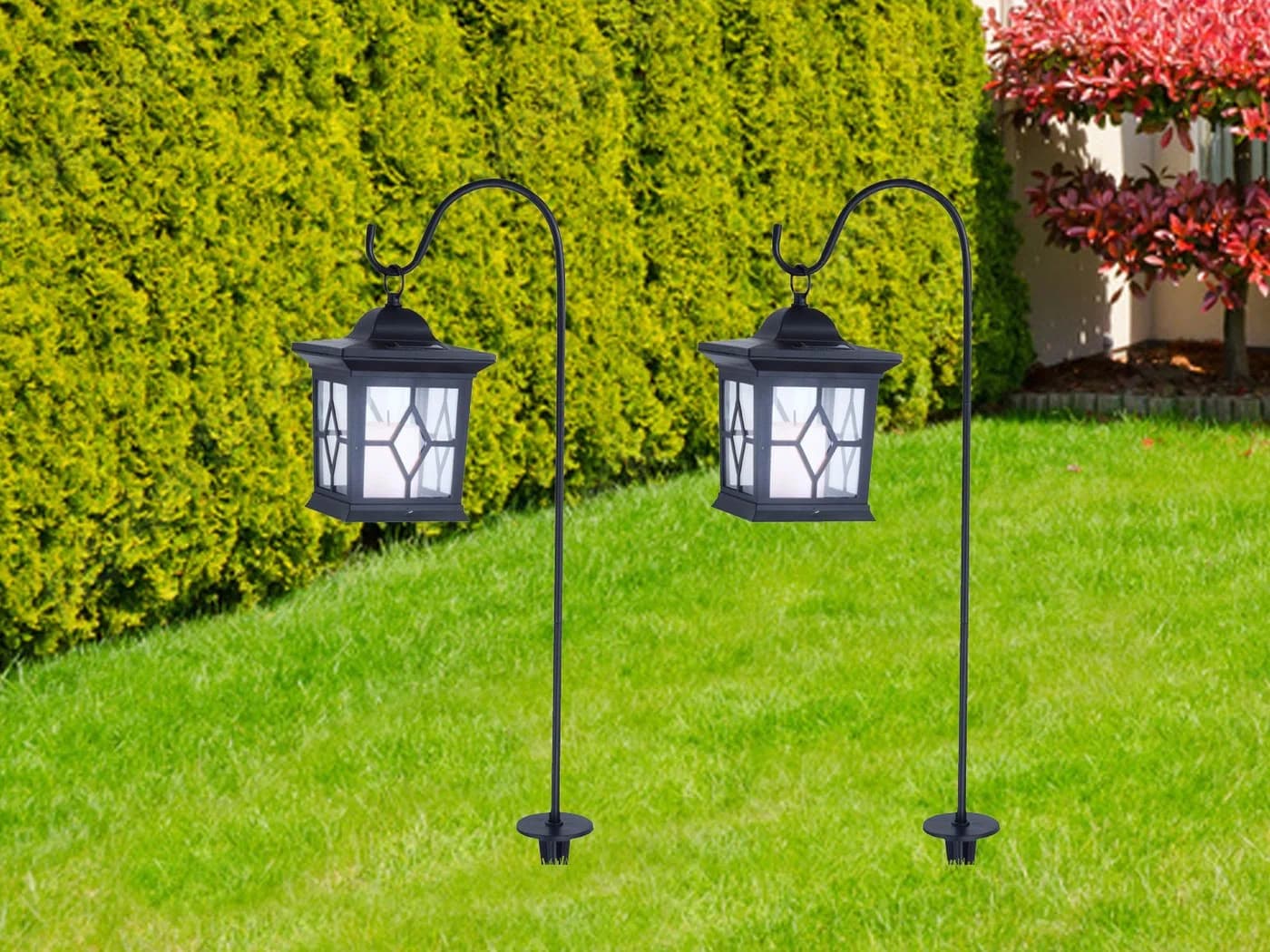 GLOBO LIGHTING LED Solarleuchte 2er Set Schwarz Transparent