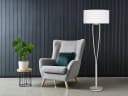 TRIO Leuchten LED Stehlampe Silber Weiß Stoffschirm E27 Bild 1