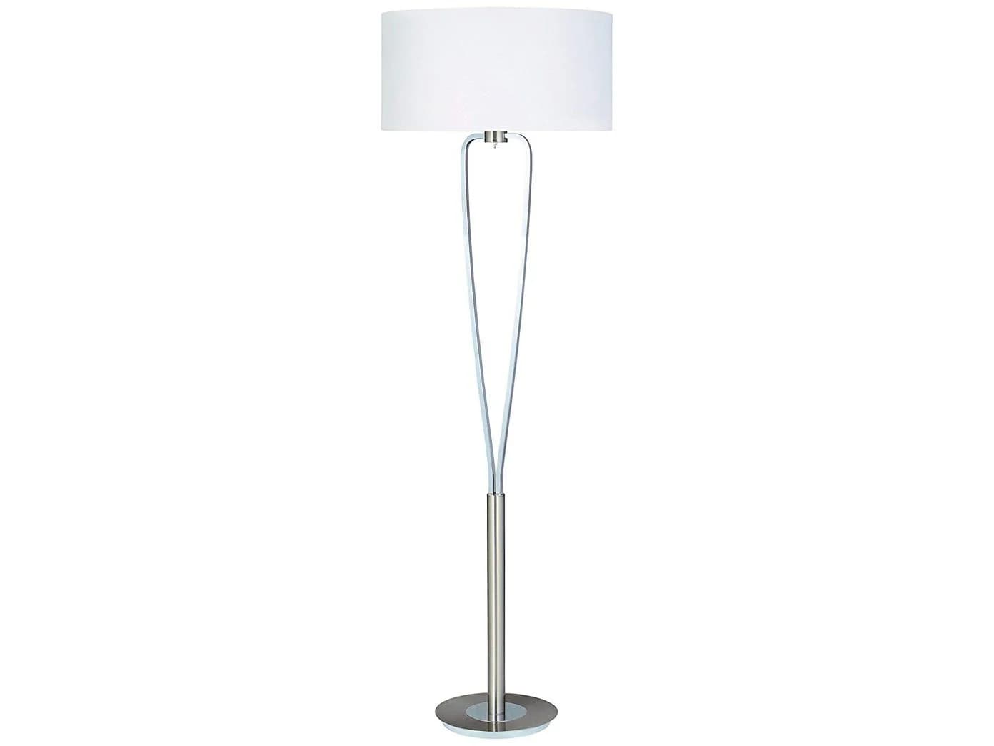 TRIO Leuchten LED Stehlampe Silber Weiß Stoffschirm E27 - Bild 2