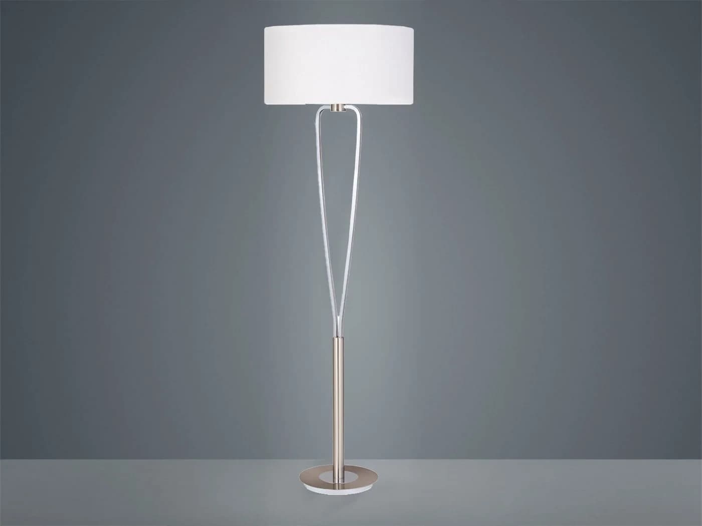 TRIO Leuchten LED Stehlampe Silber Weiß Stoffschirm E27 - Bild 3