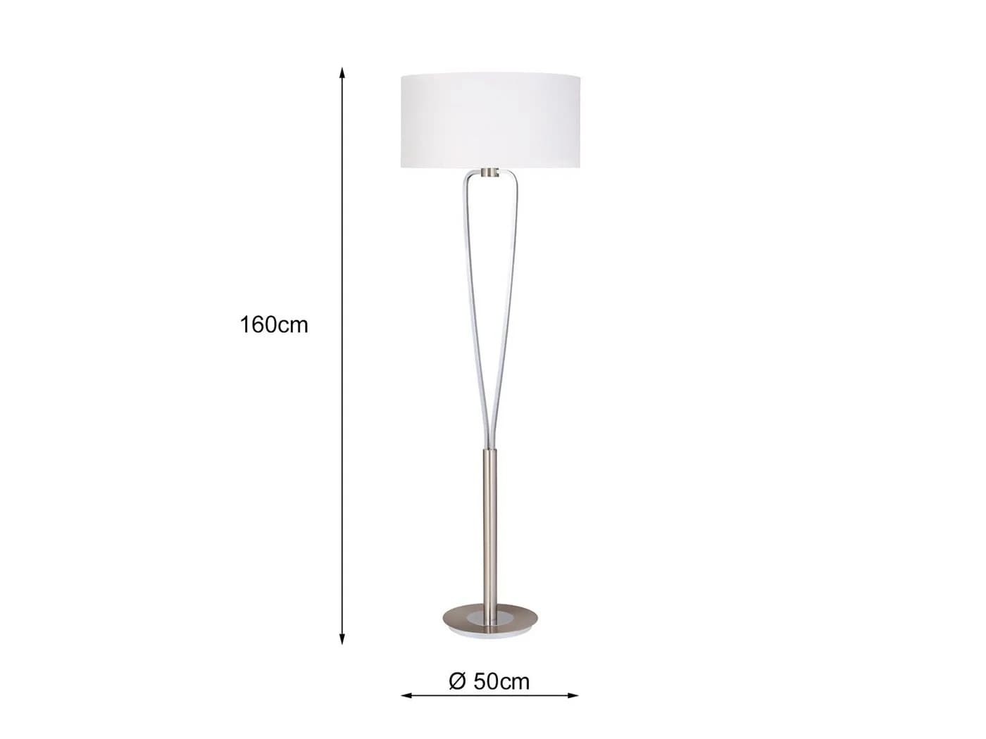 TRIO Leuchten LED Stehlampe Silber Weiß Stoffschirm E27 - Bild 4