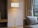 TRIO Leuchten LED Stehlampe Weiß Messing Matt Bild 5